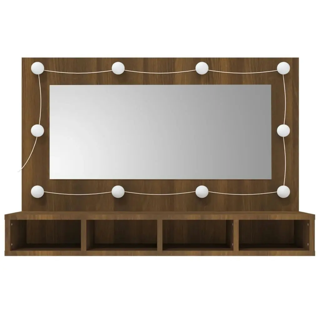 Mirror Cabinet with LED Brown Oak 90x31.5x62 cm 820459