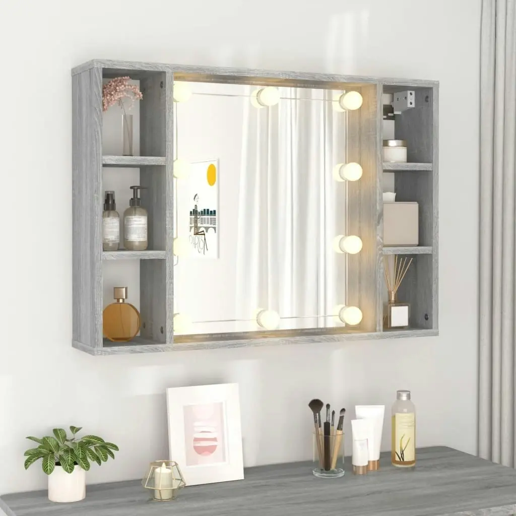 Mirror Cabinet with LED Grey Sonoma 76x15x55 cm 820446