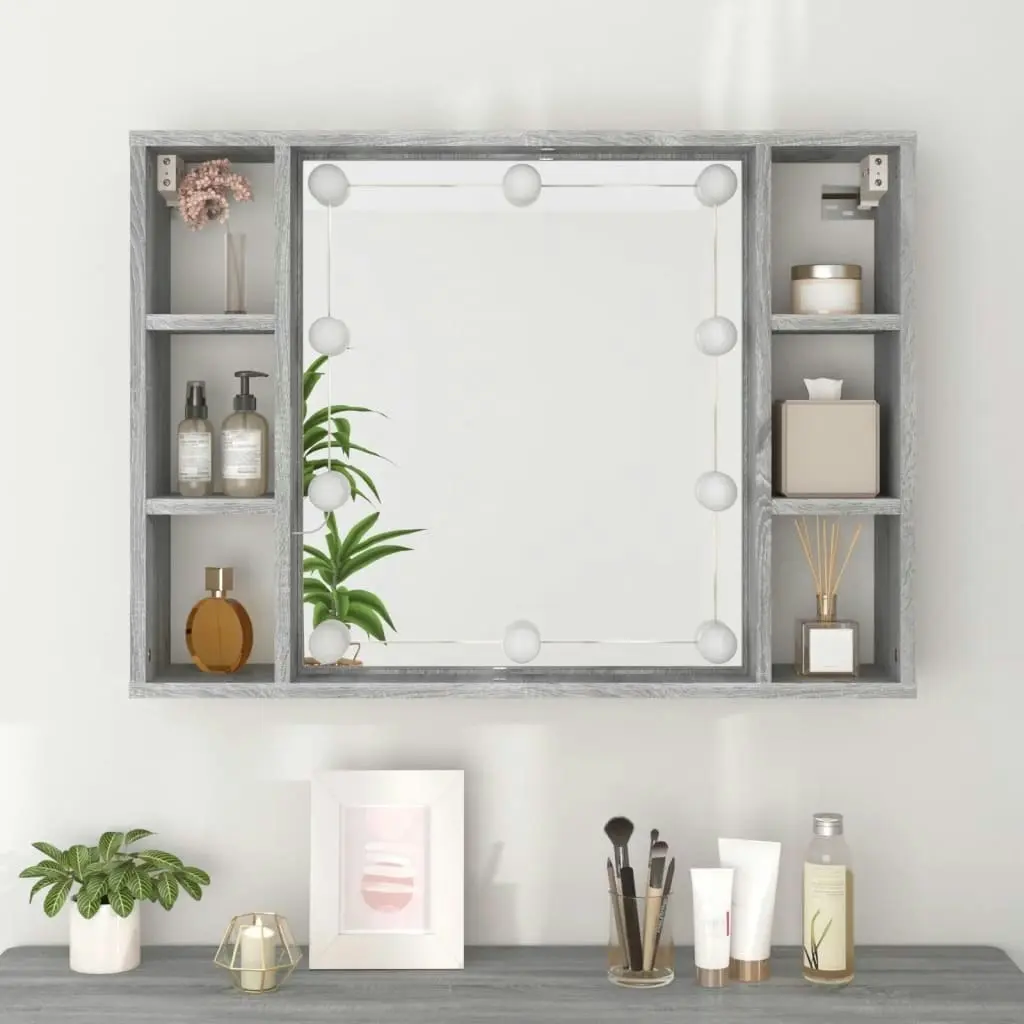 Mirror Cabinet with LED Grey Sonoma 76x15x55 cm 820446