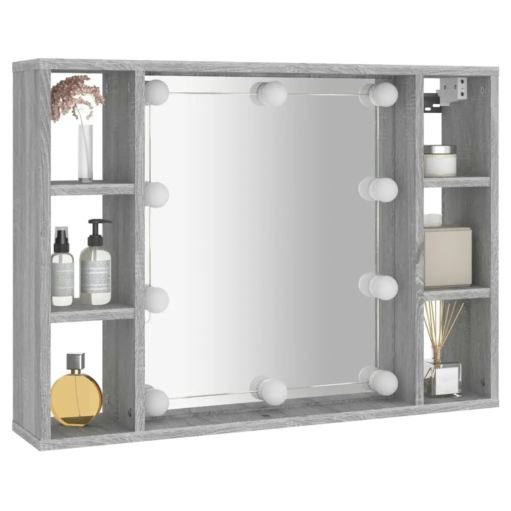 Mirror Cabinet with LED Grey Sonoma 76x15x55 cm 820446