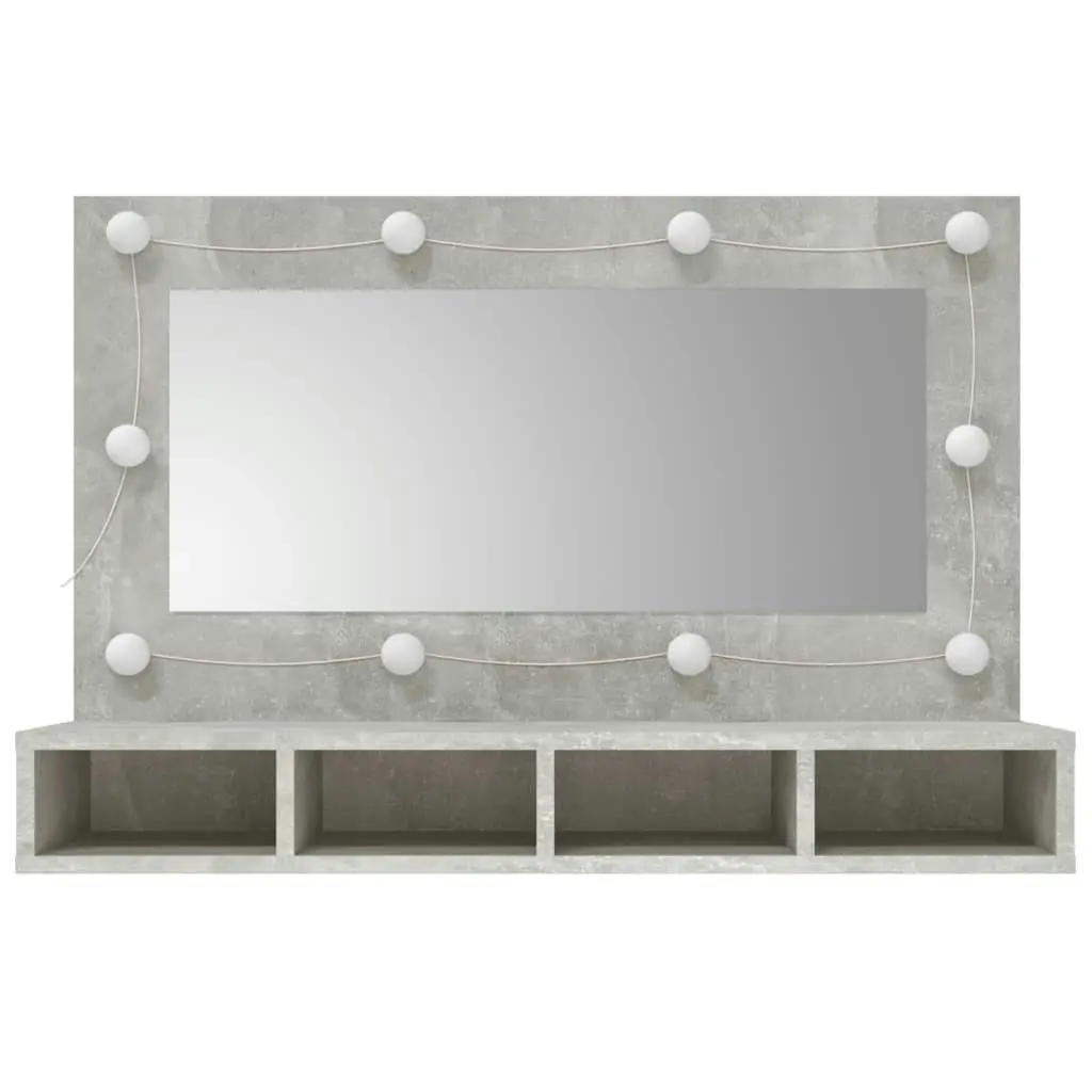 Mirror Cabinet with LED Concrete Grey 90x31.5x62 cm 808895