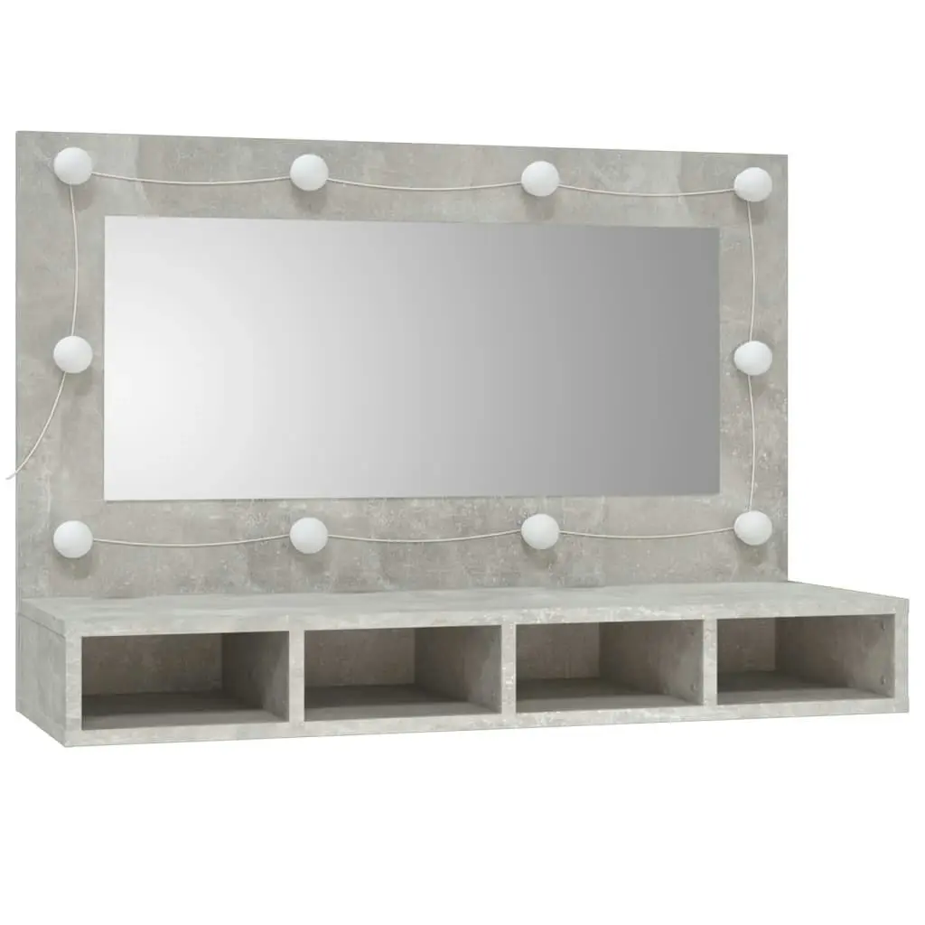 Mirror Cabinet with LED Concrete Grey 90x31.5x62 cm 808895