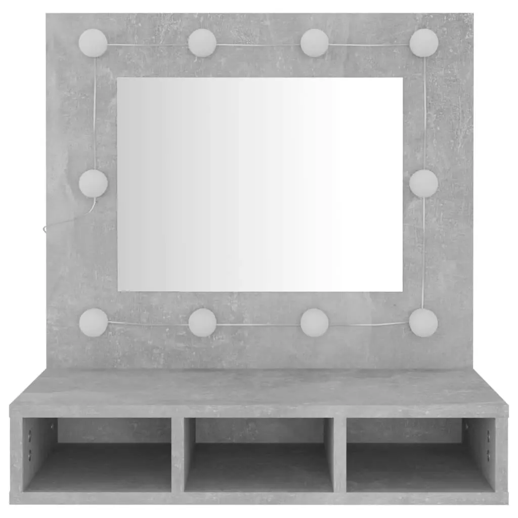 Mirror Cabinet with LED Concrete Grey 60x31.5x62 cm 808886