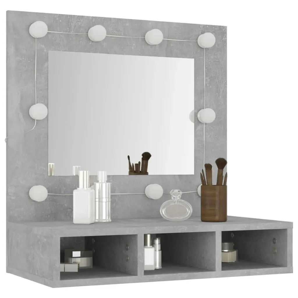 Mirror Cabinet with LED Concrete Grey 60x31.5x62 cm 808886