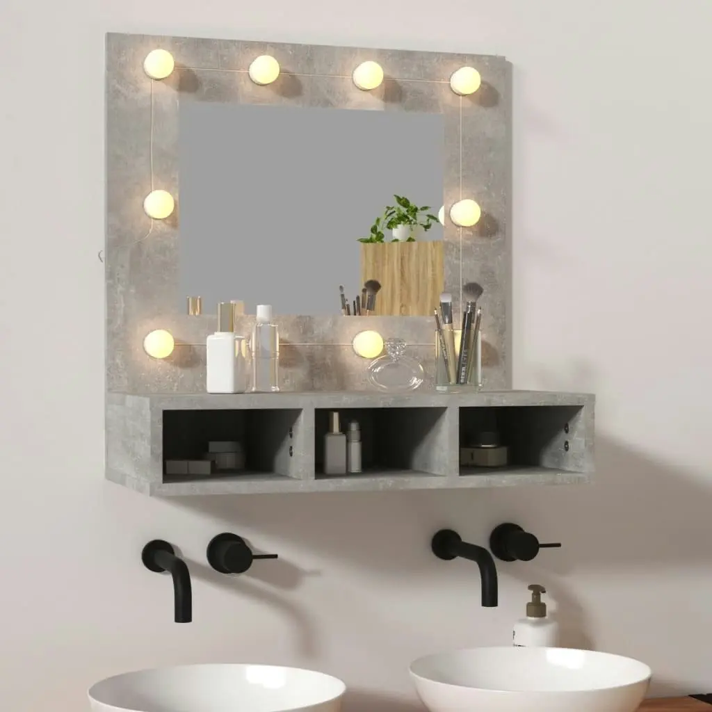 Mirror Cabinet with LED Concrete Grey 60x31.5x62 cm 808886