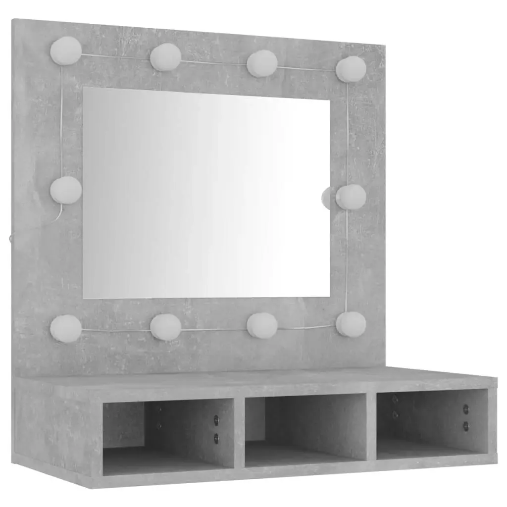 Mirror Cabinet with LED Concrete Grey 60x31.5x62 cm 808886