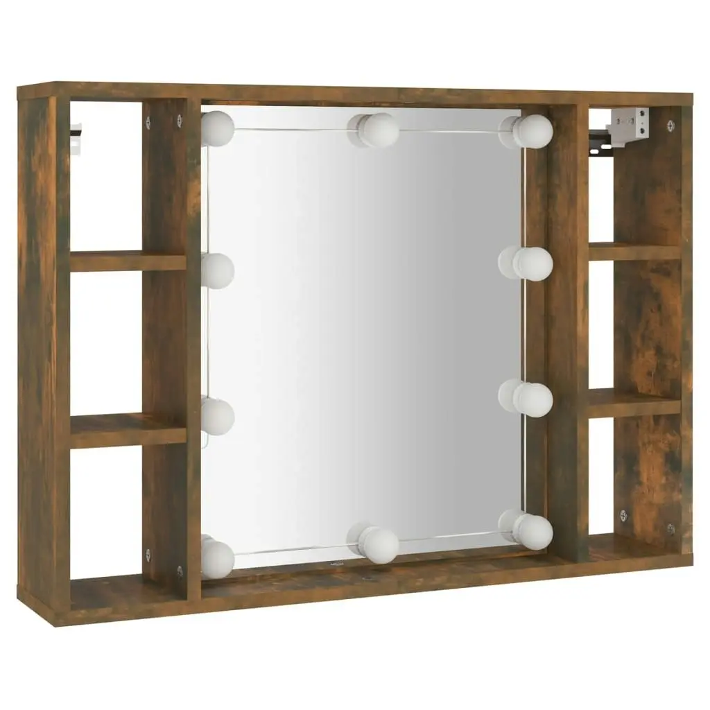 Mirror Cabinet with LED Smoked Oak 76x15x55 cm 820445