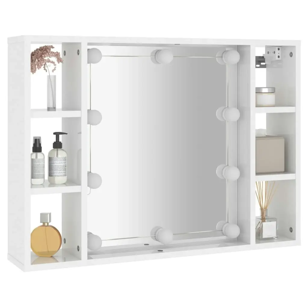 Mirror Cabinet with LED High Gloss White 76x15x55 cm 808861