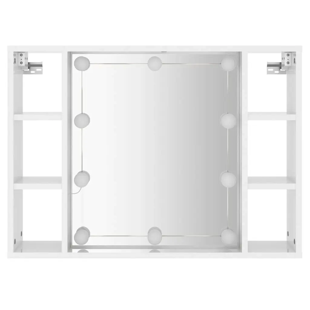 Mirror Cabinet with LED High Gloss White 76x15x55 cm 808861