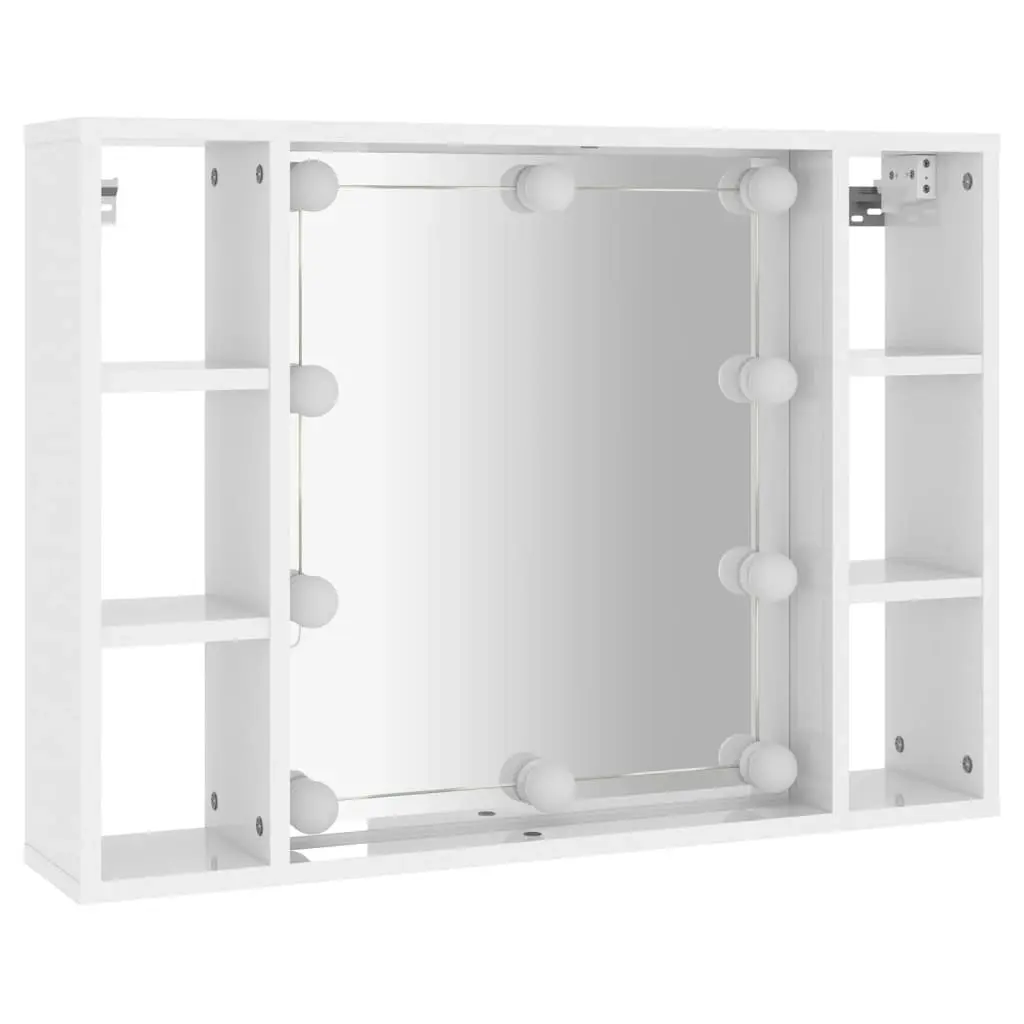 Mirror Cabinet with LED High Gloss White 76x15x55 cm 808861