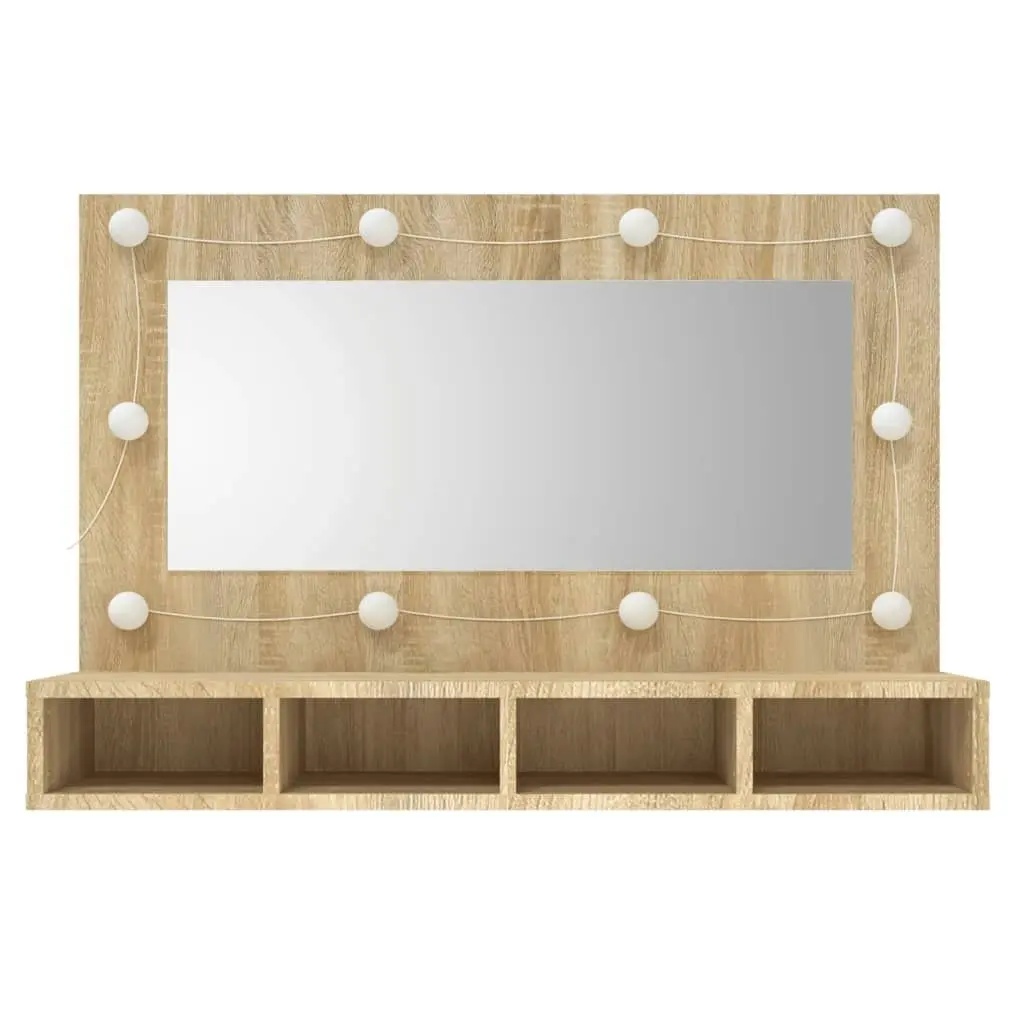 Mirror Cabinet with LED Sonoma Oak 90x31.5x62 cm 808894