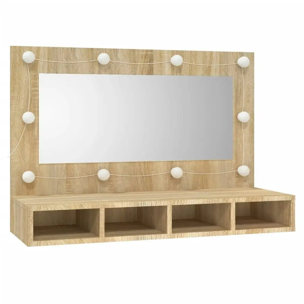 Mirror Cabinet with LED Sonoma Oak 90x31.5x62 cm 808894