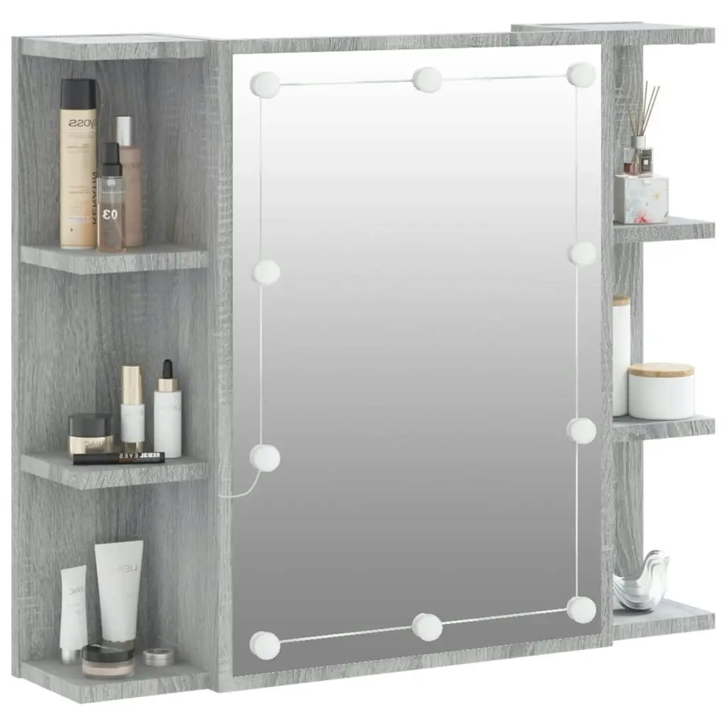 Mirror Cabinet with LED Grey Sonoma 70x16.5x60 cm 820452