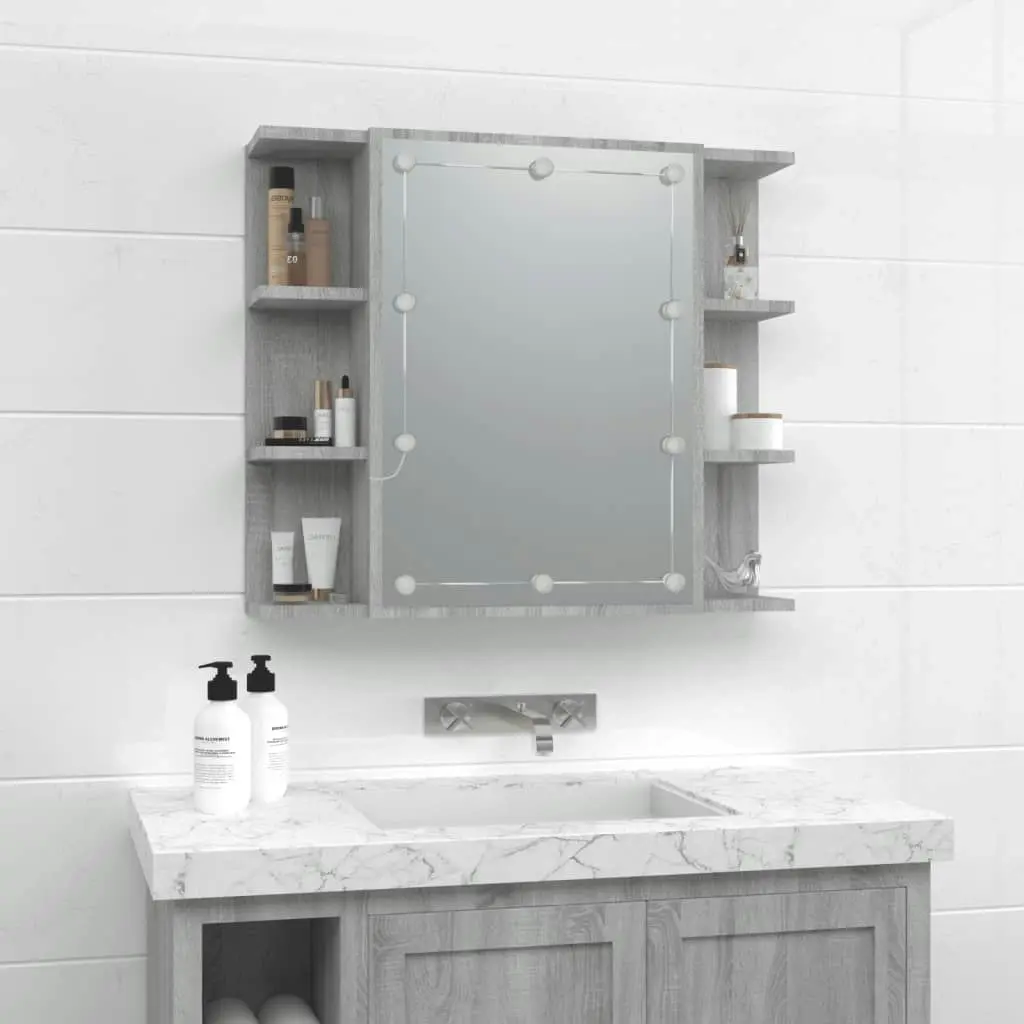 Mirror Cabinet with LED Grey Sonoma 70x16.5x60 cm 820452