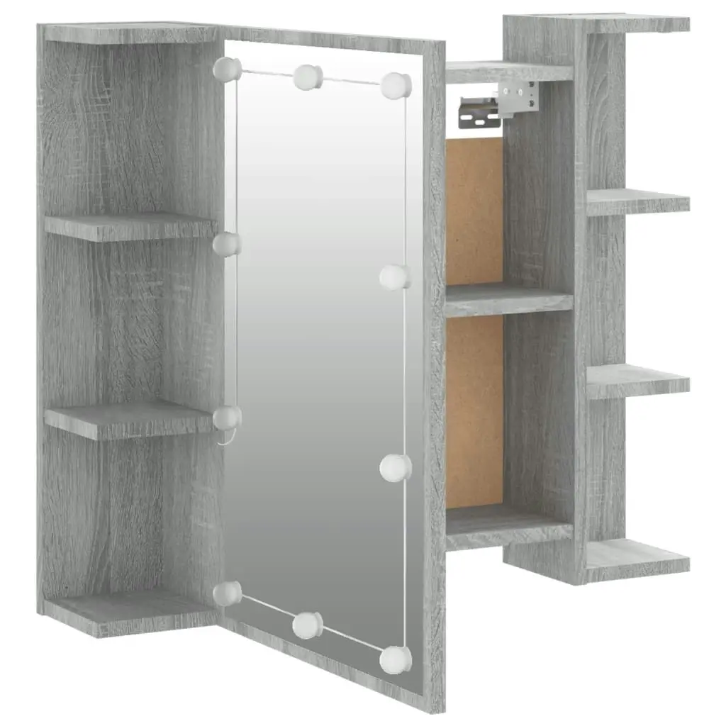 Mirror Cabinet with LED Grey Sonoma 70x16.5x60 cm 820452