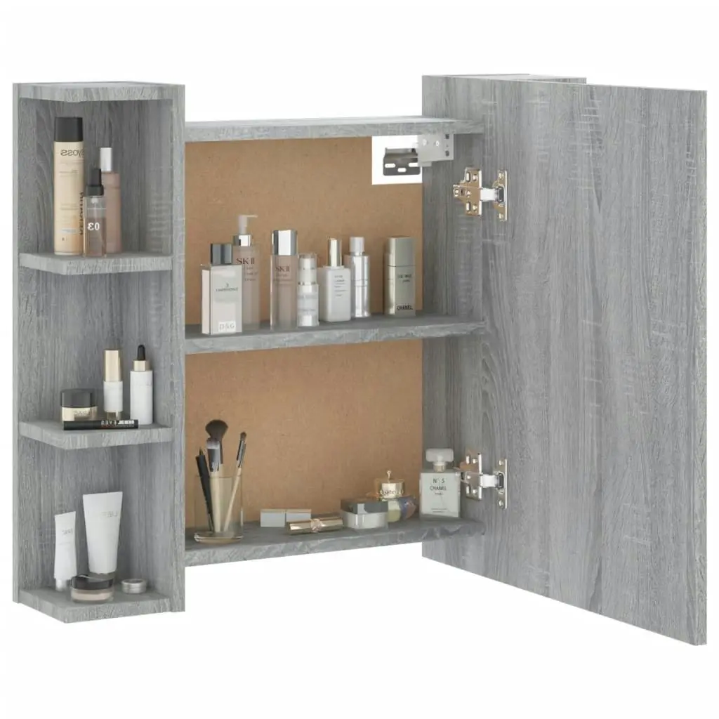 Mirror Cabinet with LED Grey Sonoma 70x16.5x60 cm 820452