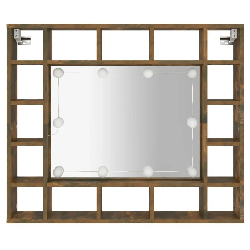 Mirror Cabinet with LED Smoked Oak 91x15x76.5 cm 820448