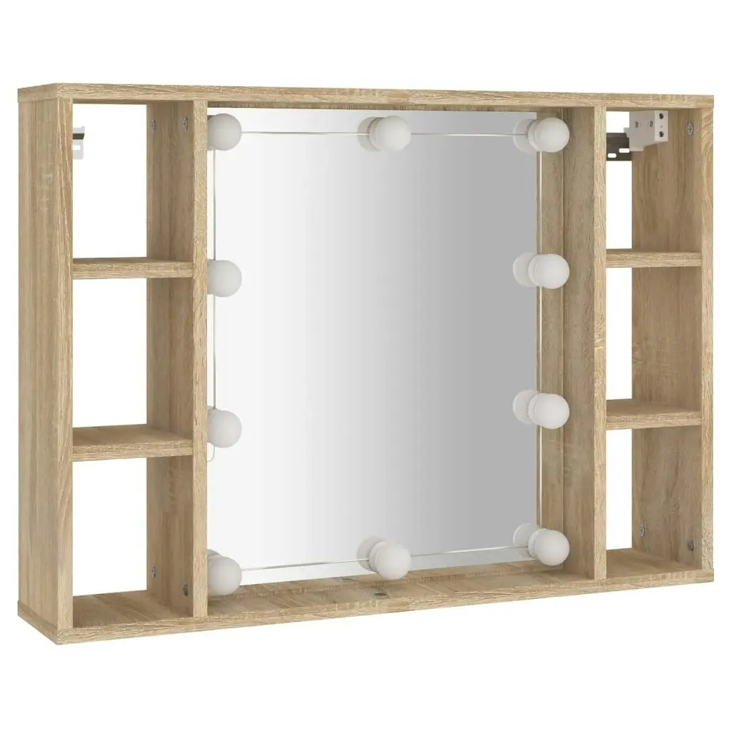 Mirror Cabinet with LED Sonoma Oak 76x15x55 cm 808858