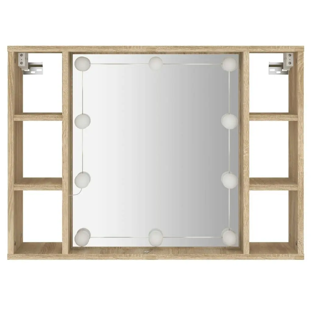 Mirror Cabinet with LED Sonoma Oak 76x15x55 cm 808858