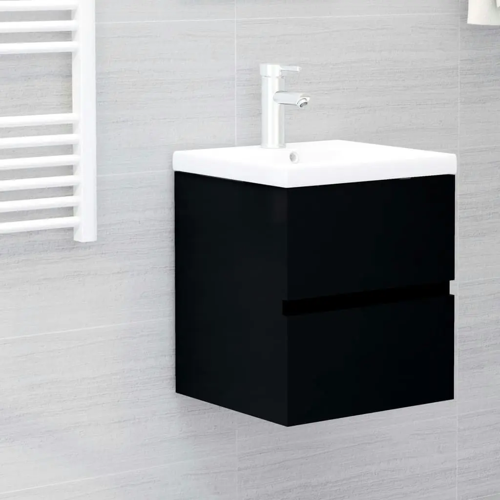 Sink Cabinet Black 41x38.5x45 cm Engineered Wood 804729