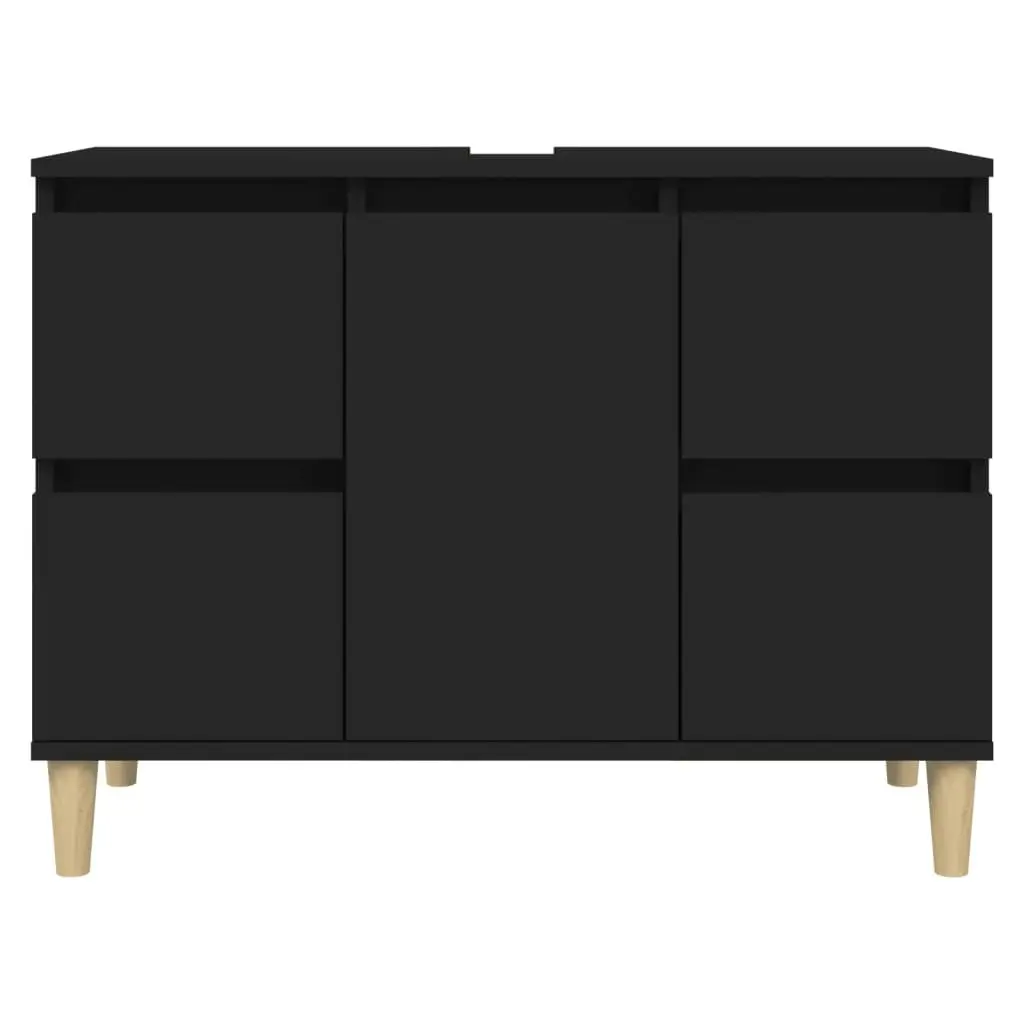 Sink Cabinet Black 80x33x60 cm Engineered Wood 821269