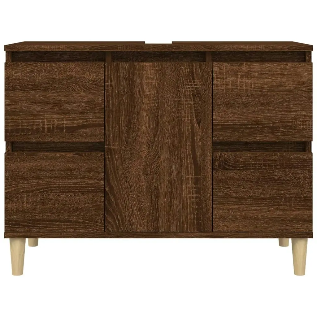 Sink Cabinet Brown Oak 80x33x60 cm Engineered Wood 821275