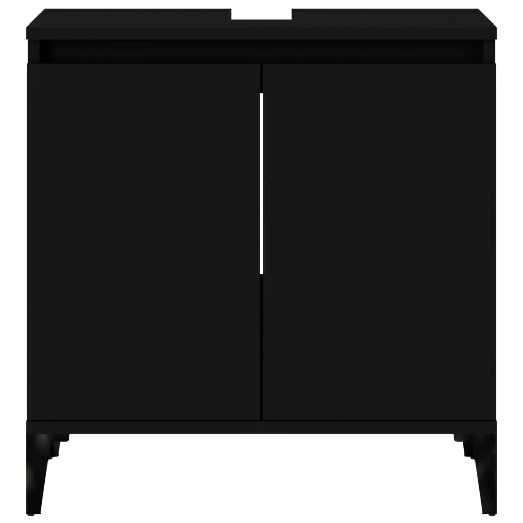 Sink Cabinet Black 58x33x60 cm Engineered Wood 821261