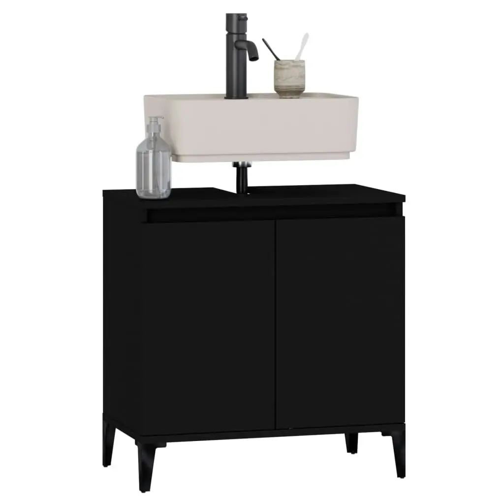 Sink Cabinet Black 58x33x60 cm Engineered Wood 821261