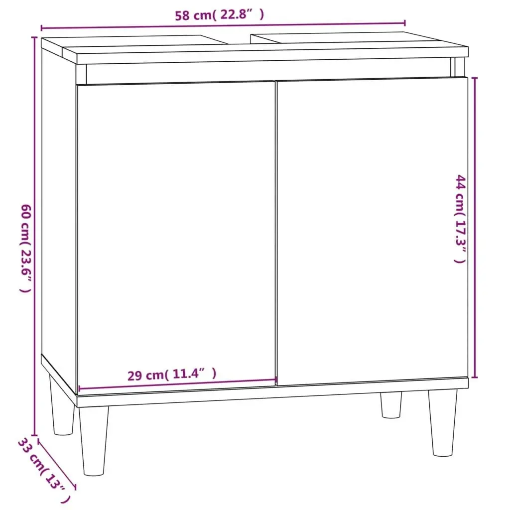 Sink Cabinet Concrete Grey 58x33x60 cm Engineered Wood 821256