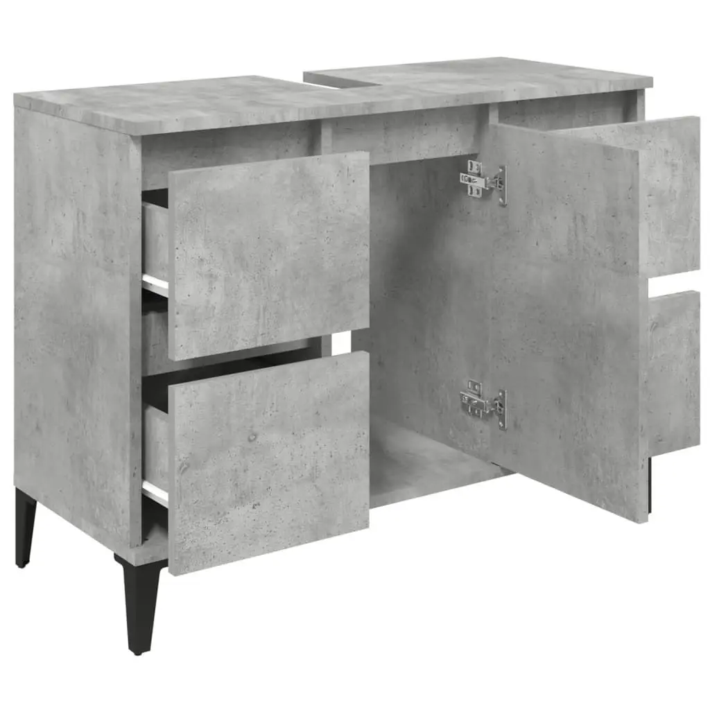 Sink Cabinet Concrete Grey 80x33x60 cm Engineered Wood 821280