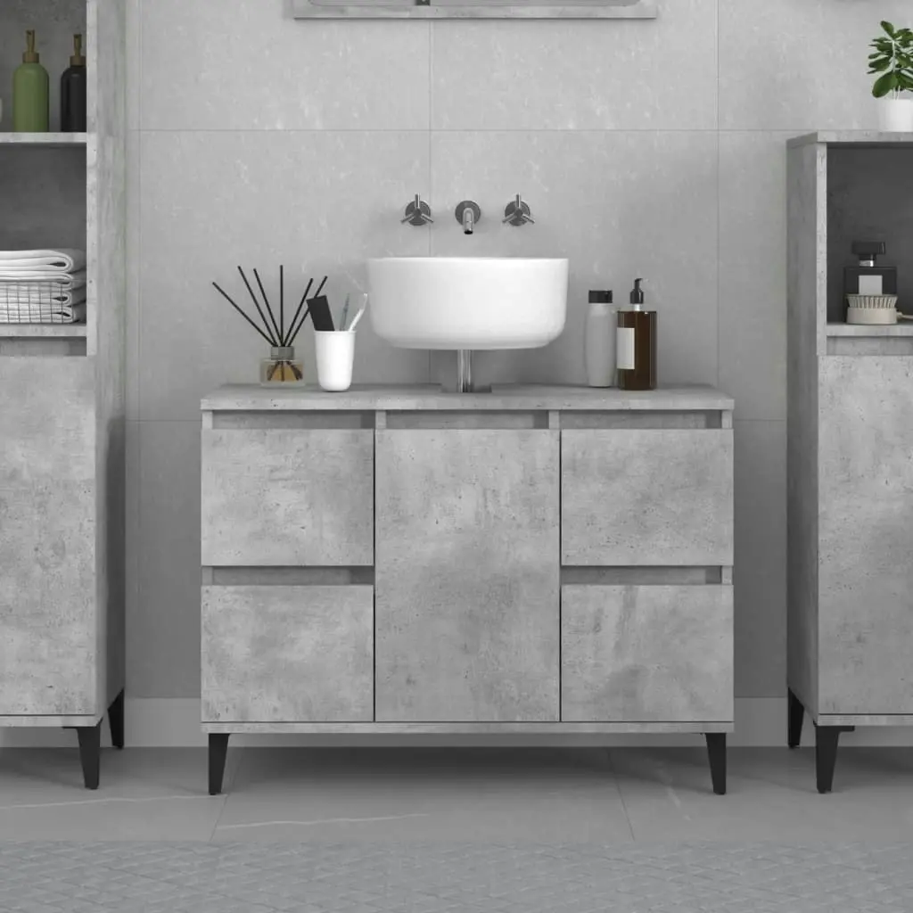 Sink Cabinet Concrete Grey 80x33x60 cm Engineered Wood 821280