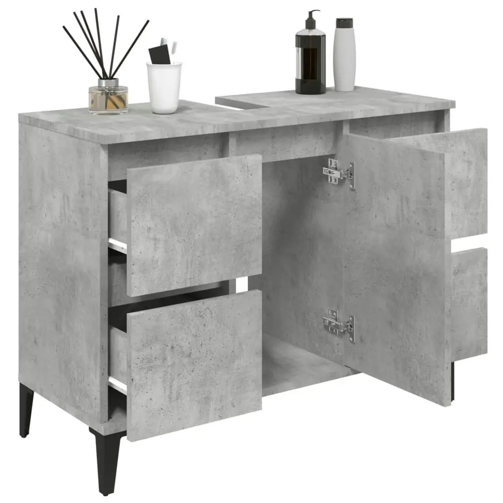 Sink Cabinet Concrete Grey 80x33x60 cm Engineered Wood 821280