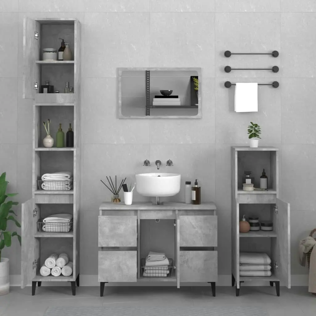 Sink Cabinet Concrete Grey 80x33x60 cm Engineered Wood 821280