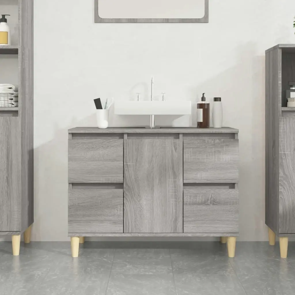 Sink Cabinet Grey Sonoma 80x33x60 cm Engineered Wood 821274