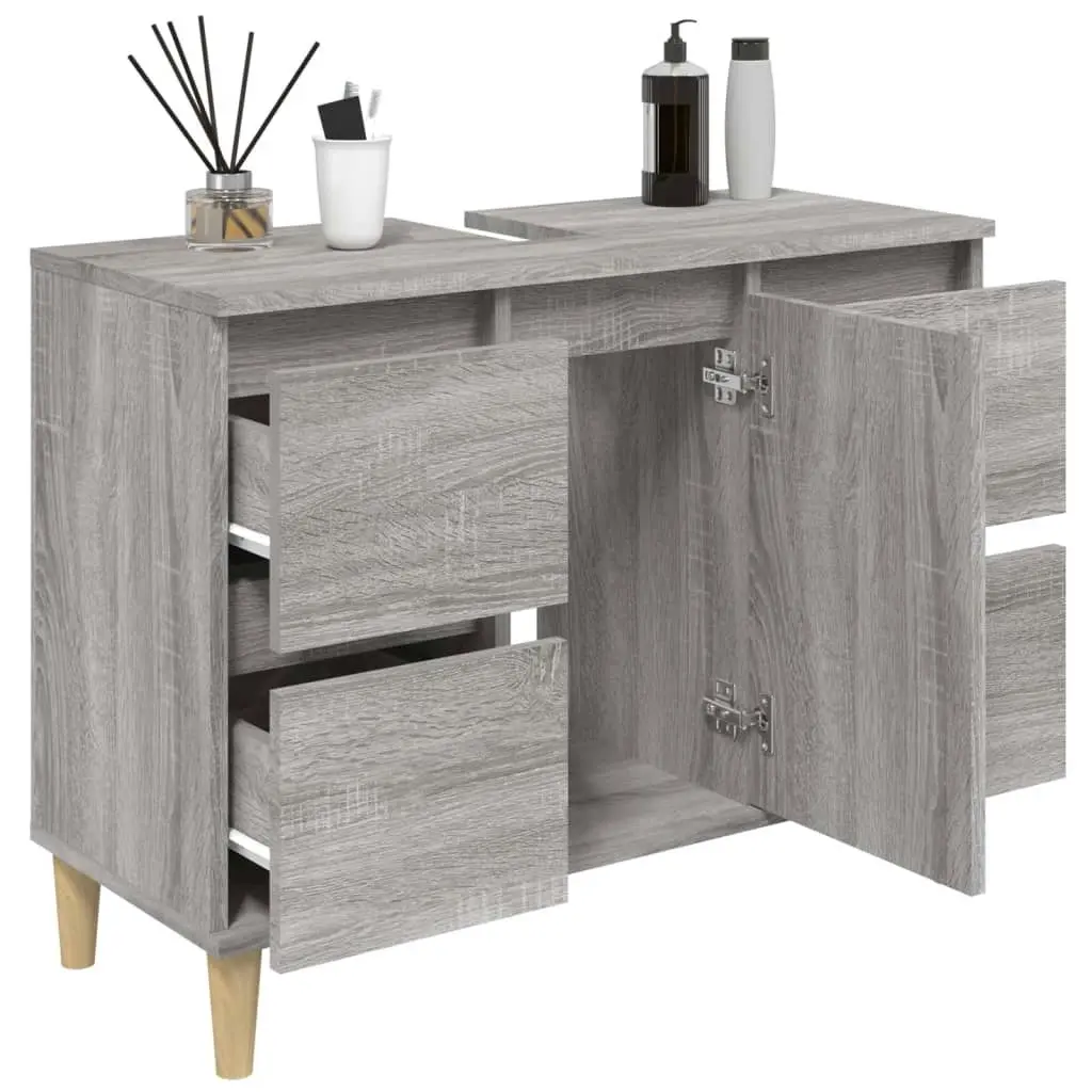 Sink Cabinet Grey Sonoma 80x33x60 cm Engineered Wood 821274