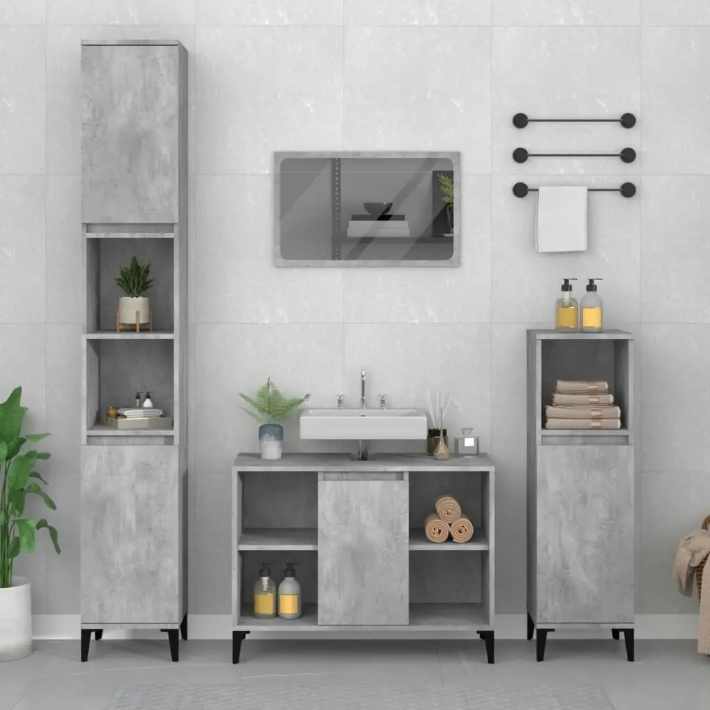 Sink Cabinet Concrete Grey 80x33x60 cm Engineered Wood 821296