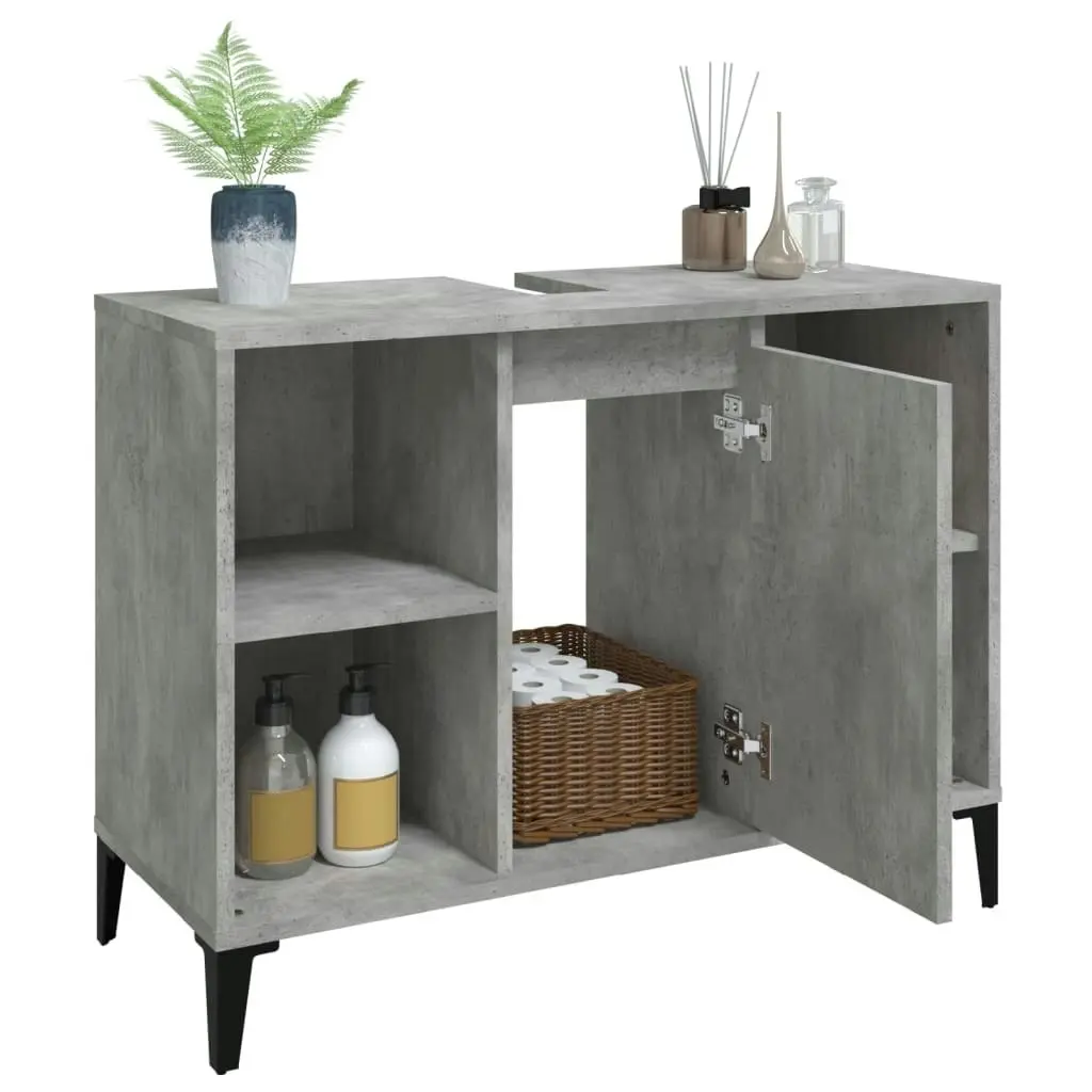 Sink Cabinet Concrete Grey 80x33x60 cm Engineered Wood 821296