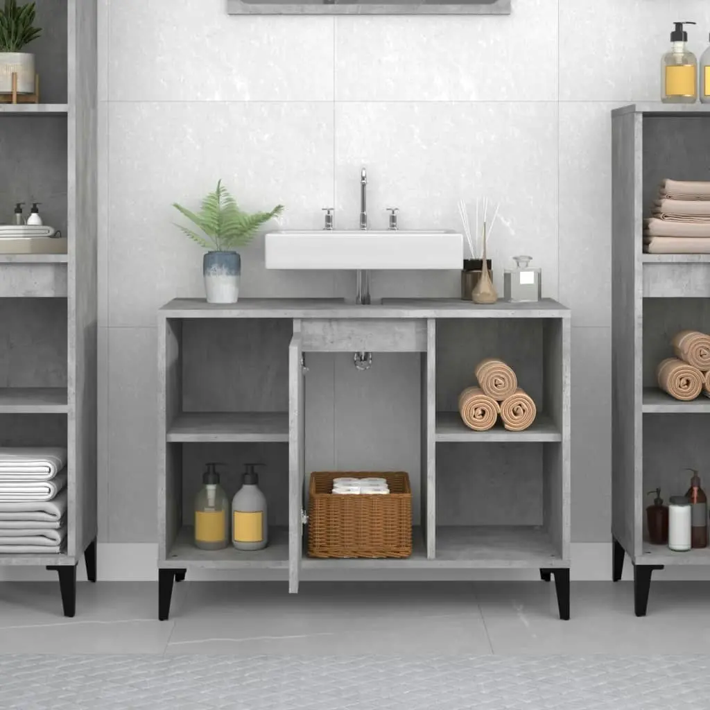 Sink Cabinet Concrete Grey 80x33x60 cm Engineered Wood 821296