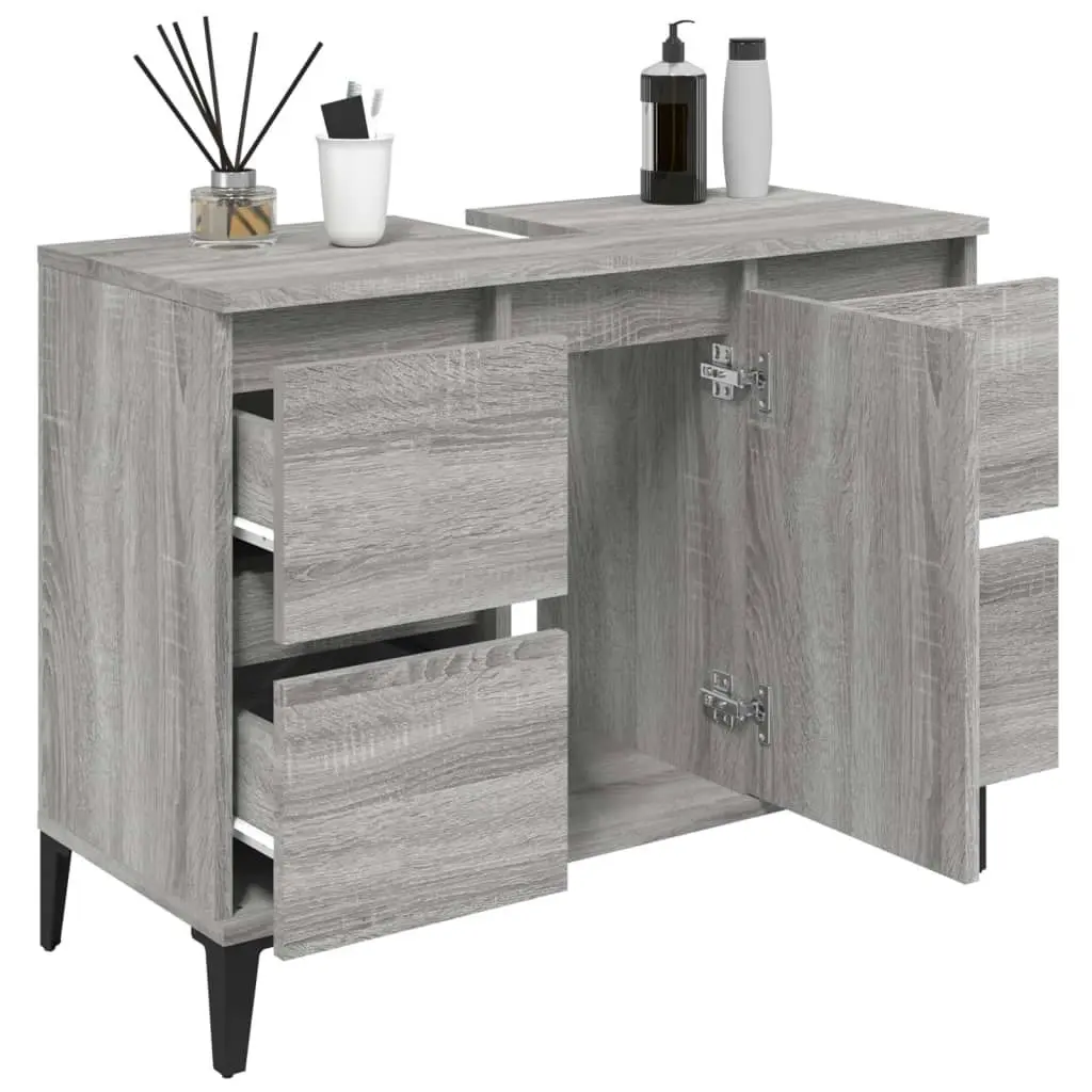 Sink Cabinet Grey Sonoma 80x33x60 cm Engineered Wood 821282