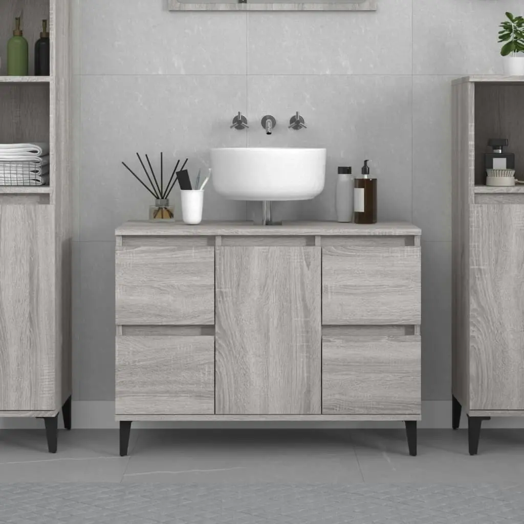 Sink Cabinet Grey Sonoma 80x33x60 cm Engineered Wood 821282