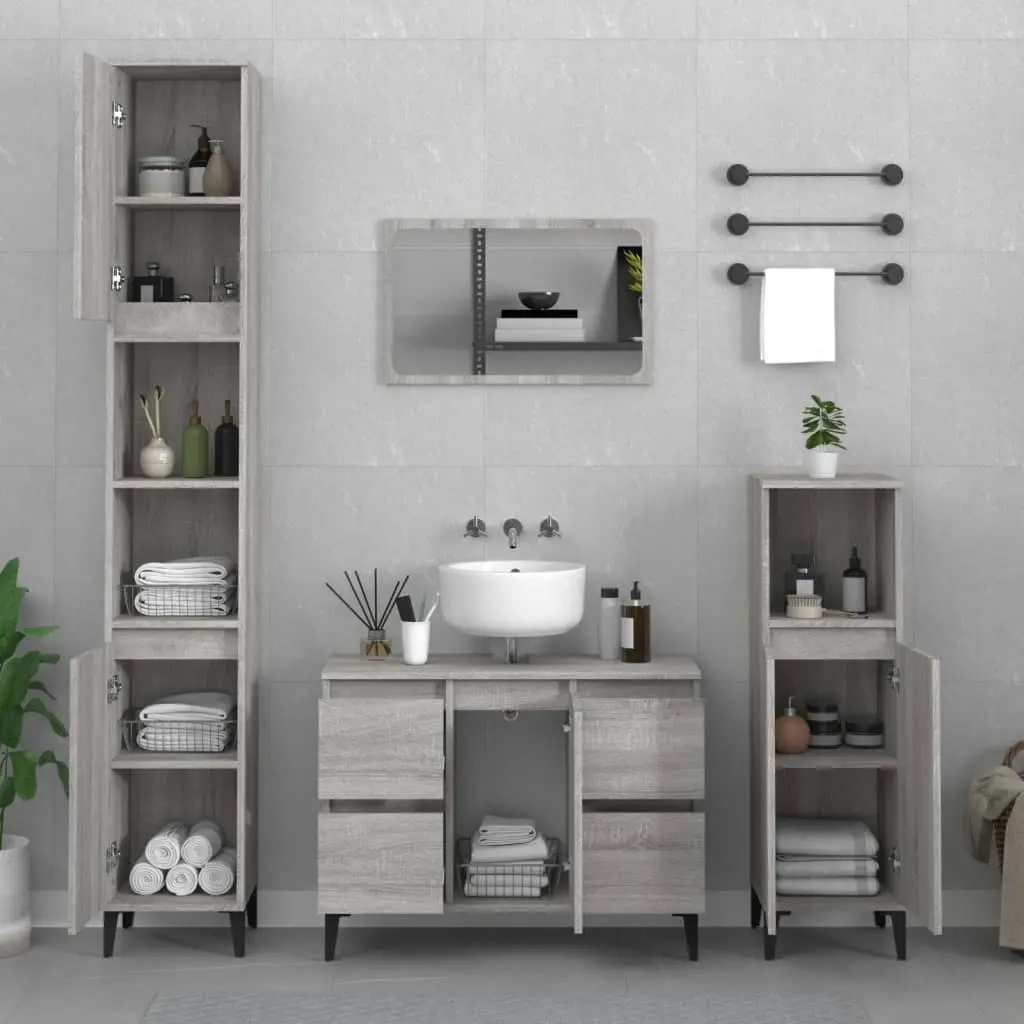 Sink Cabinet Grey Sonoma 80x33x60 cm Engineered Wood 821282