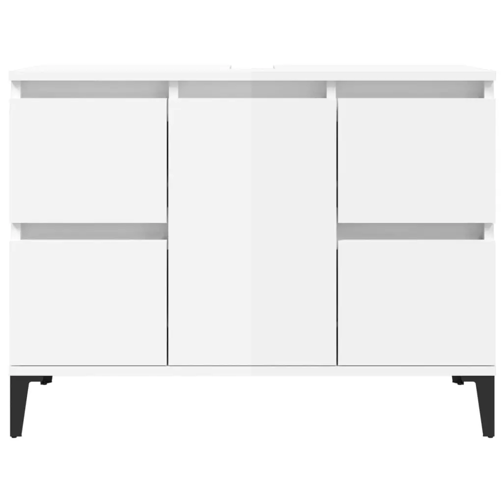 Sink Cabinet High Gloss White 80x33x60 cm Engineered Wood 821278