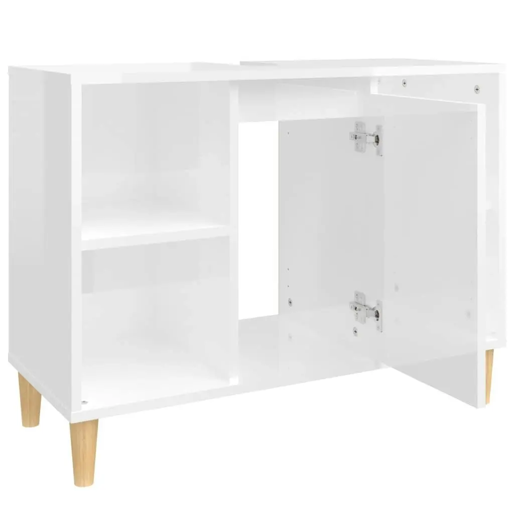 Sink Cabinet High Gloss White 80x33x60 cm Engineered Wood 821286