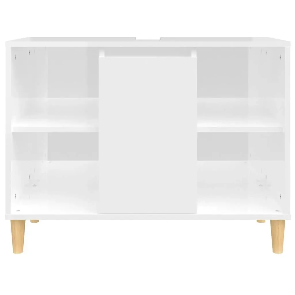 Sink Cabinet High Gloss White 80x33x60 cm Engineered Wood 821286