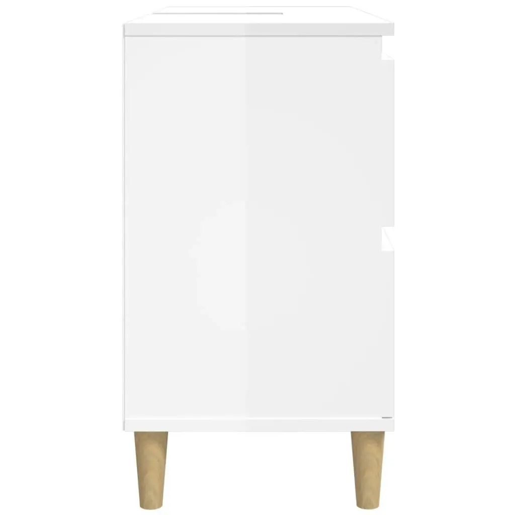 Sink Cabinet High Gloss White 80x33x60 cm Engineered Wood 821270