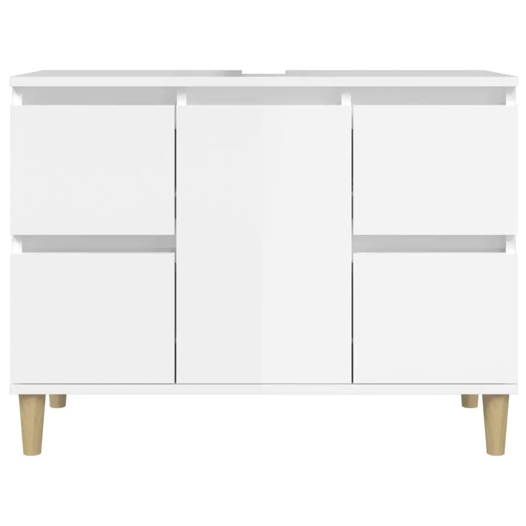 Sink Cabinet High Gloss White 80x33x60 cm Engineered Wood 821270