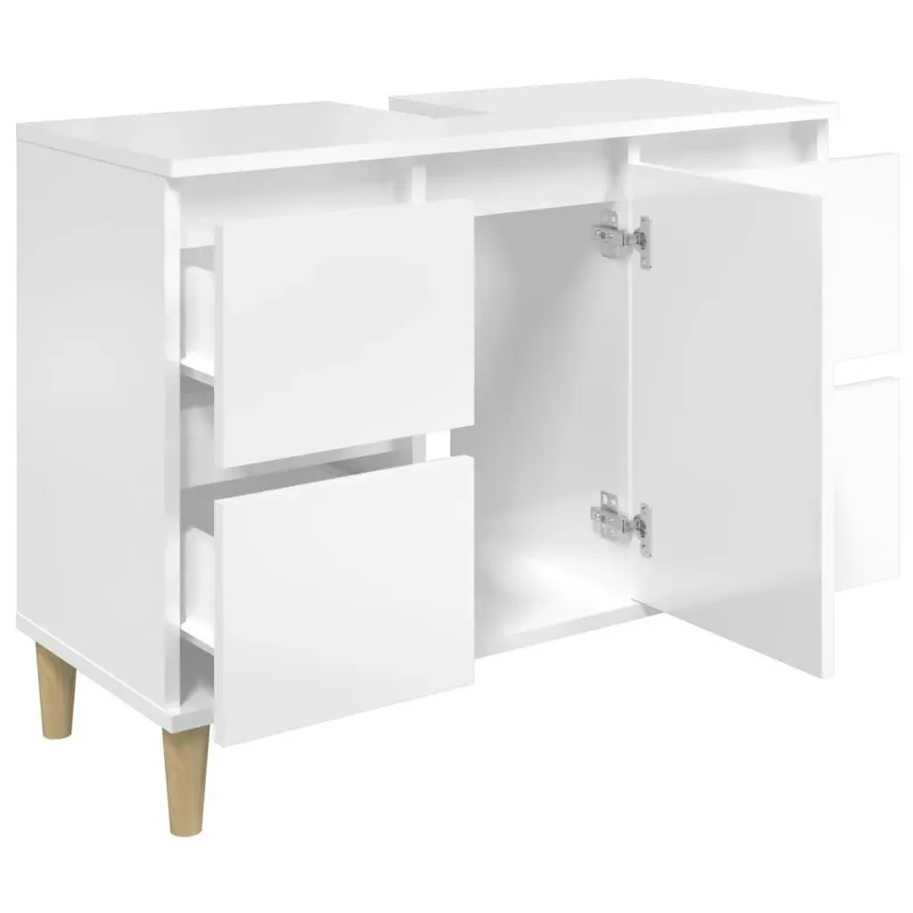 Sink Cabinet High Gloss White 80x33x60 cm Engineered Wood 821270