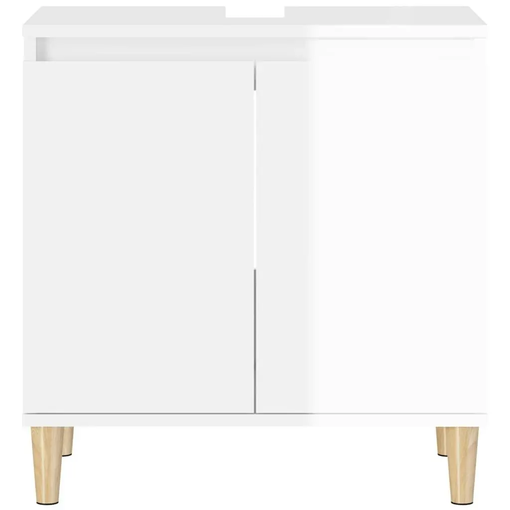 Sink Cabinet High Gloss White 58x33x60 cm Engineered Wood 821254