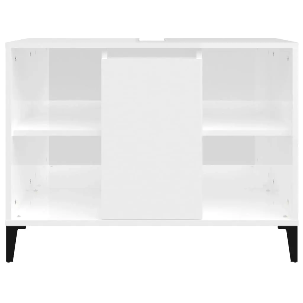 Sink Cabinet High Gloss White 80x33x60 cm Engineered Wood 821294