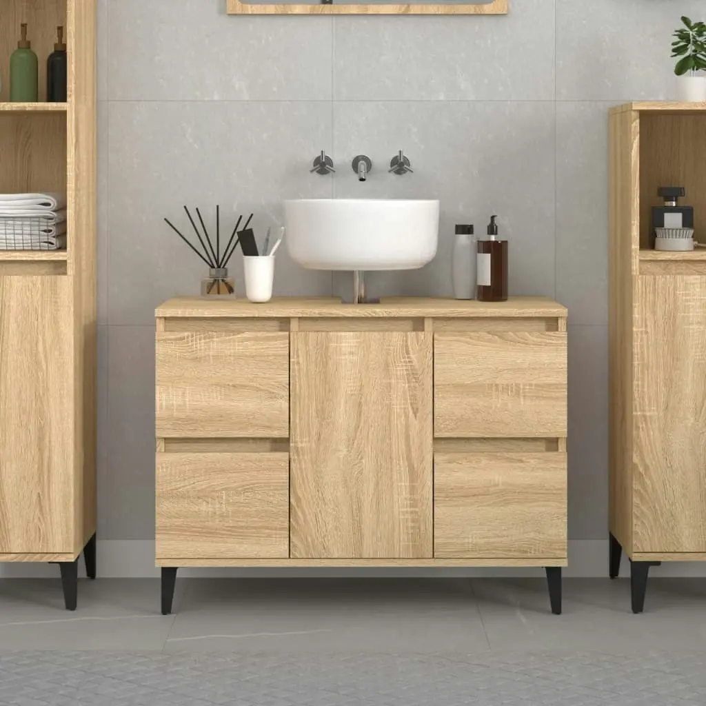 Sink Cabinet Sonoma Oak 80x33x60 cm Engineered Wood 821279